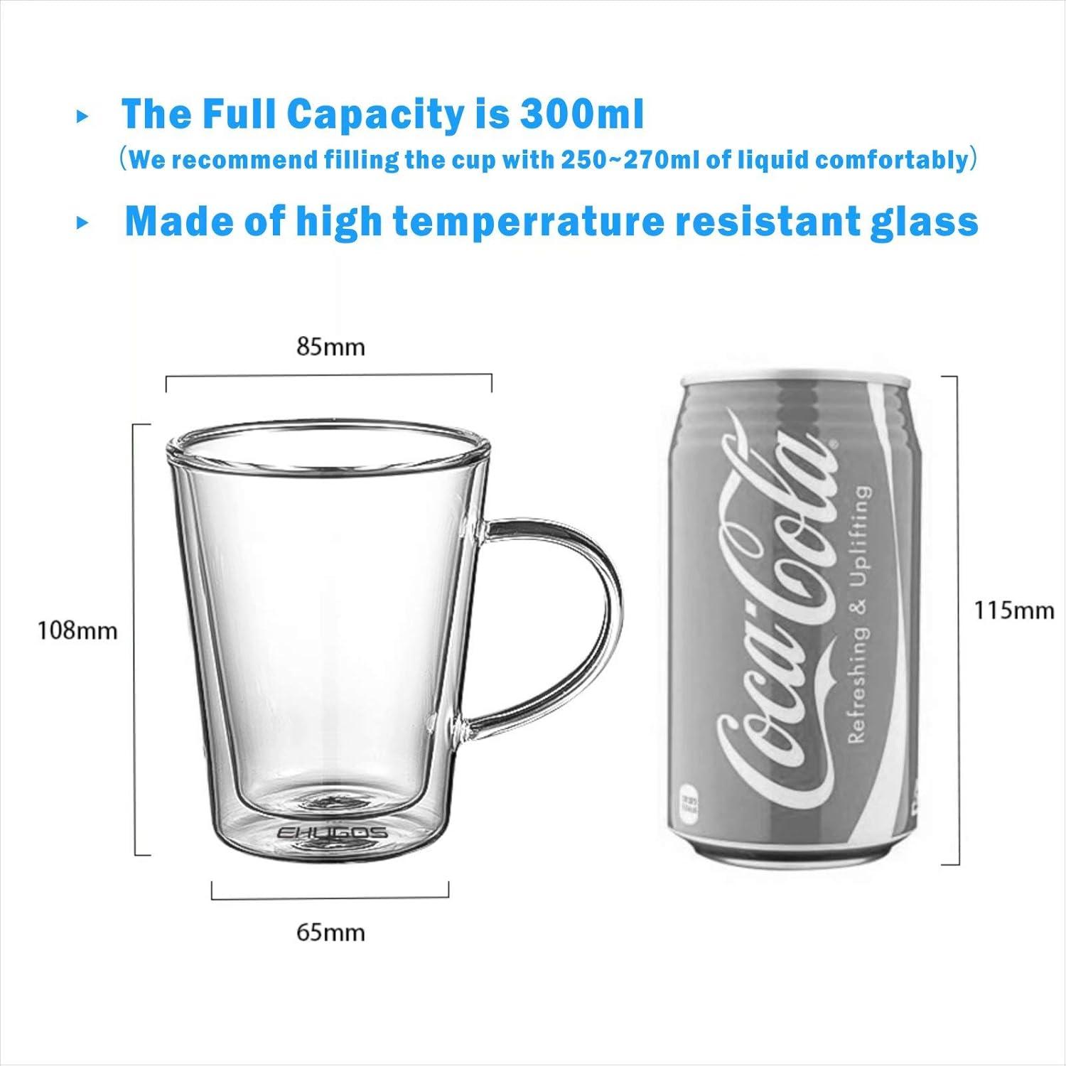 Doppelwandige Latte Macchiato Gläser 300ml Borosilikatglas Set Henkel
