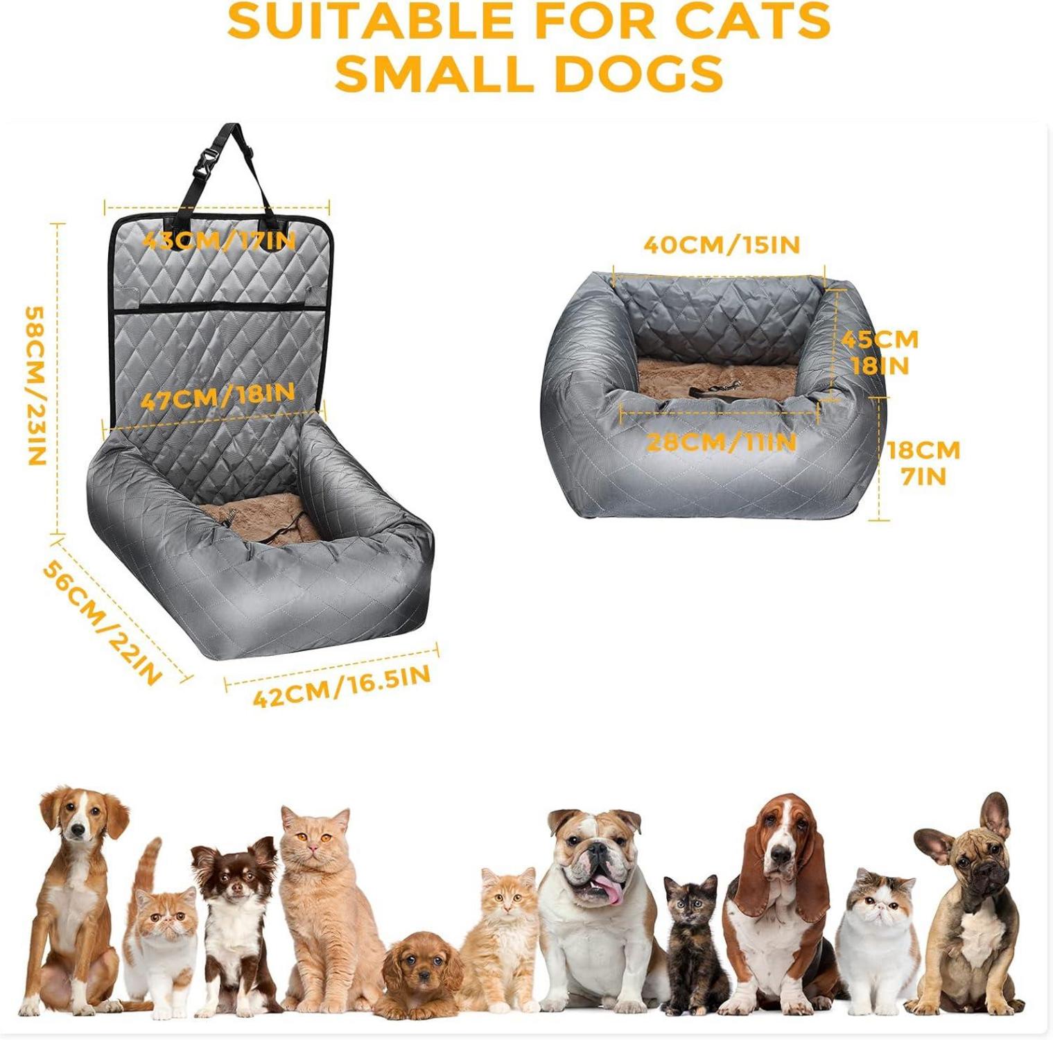 HAPPY HACHI Hundebett Autositzbezug Grau 2 in 1 Pet Car Seat