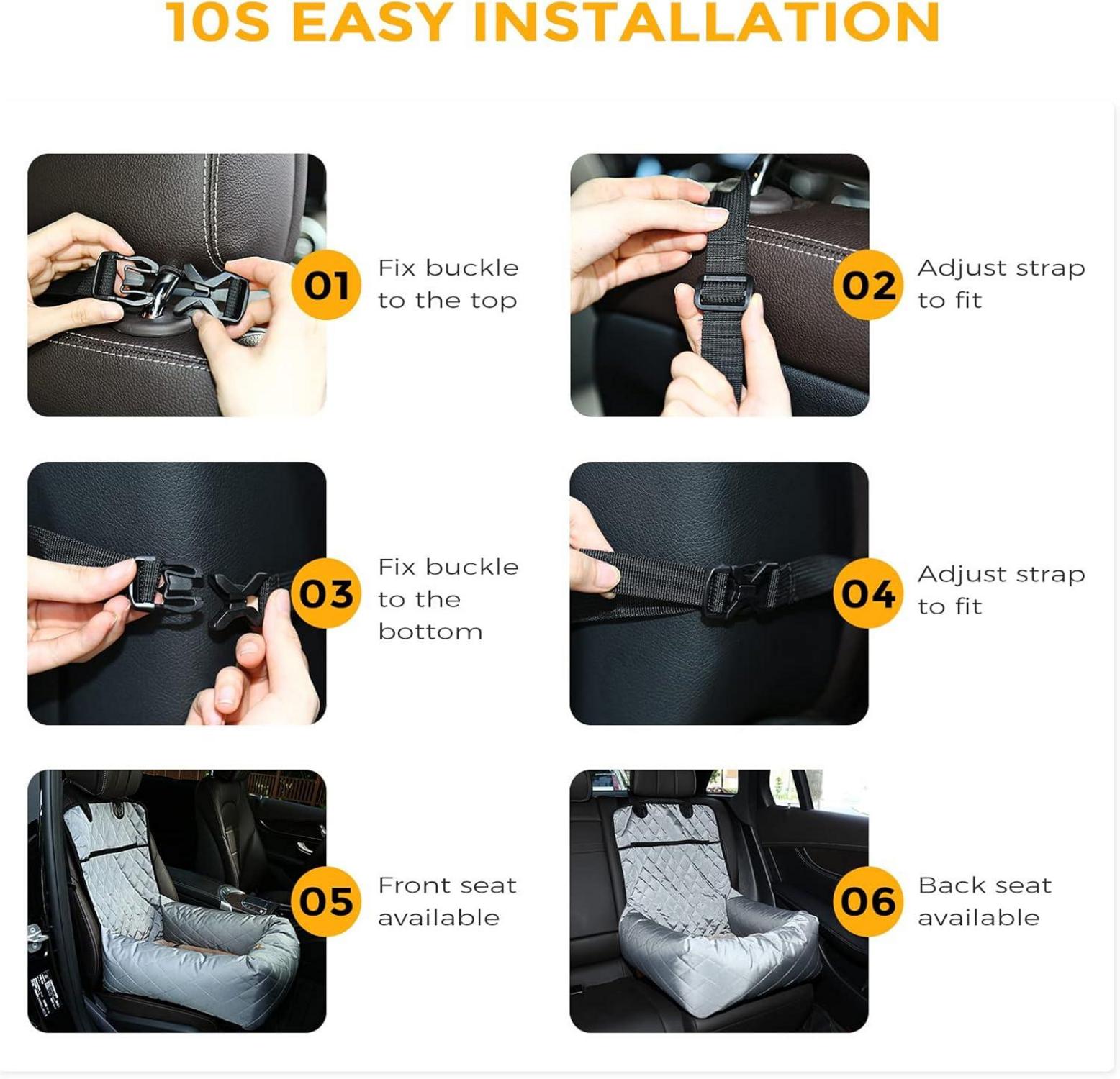 Auto Hundebett Autositzbezug Pet Car Booster Seat Grau