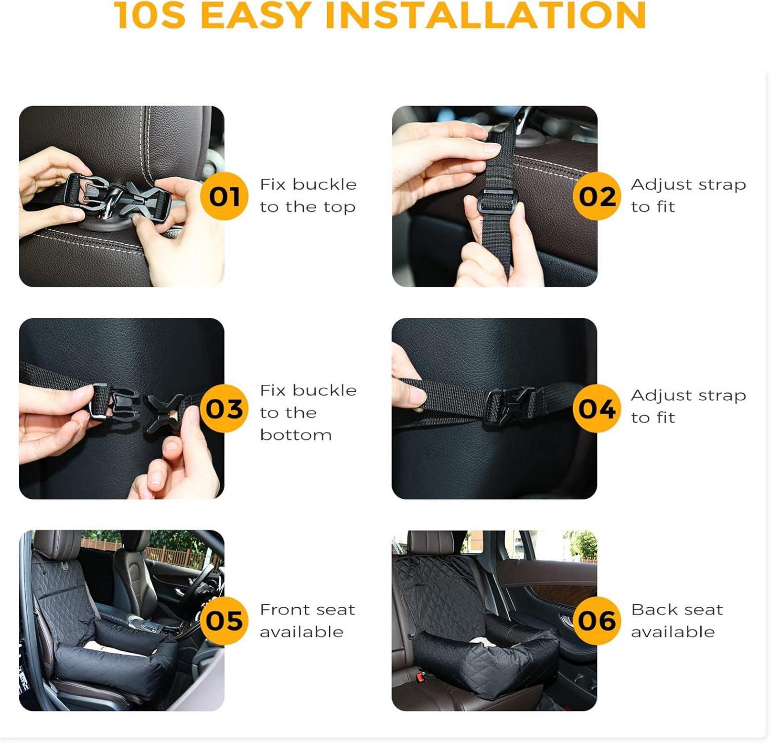 Hundebett Autositzbezug Pet Car Booster Seat Schwarz 2in1 Schutz Lookout