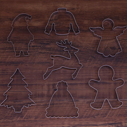 Weihnachts Ausstechformen Set 7-teilig Edelstahl Santa Rentier Lebkuchenbaum