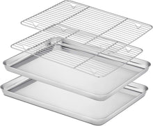 Velaze Edelstahl Backblech mit Auskühlgitter Set 4