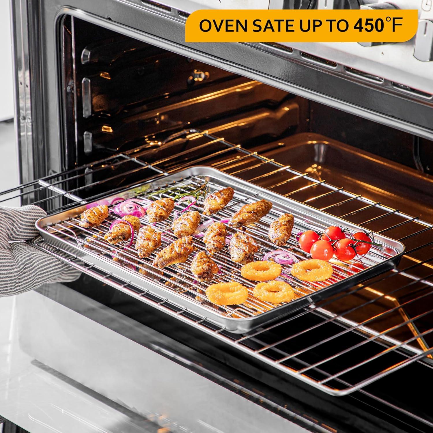 Velaze Backblech mit Auskühlgitter Edelstahl Spülmaschinenfest 4er Set