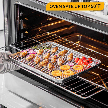 Velaze Backblech mit Auskühlgitter Edelstahl Spülmaschinenfest 4er Set