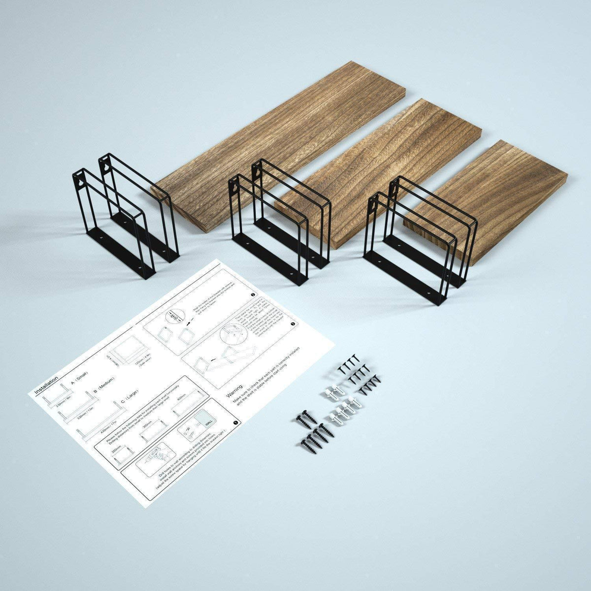 Holz Wandregal 3er Set – Rustikales Schweberegal für Küche & Bad