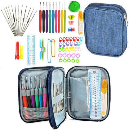 72-teiliges Häkelnadel Set mit Zubehör und Tasche