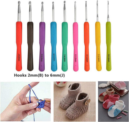 72-teiliges Häkelnadelset mit Tasche und Zubehör - Ergonomische Nadeln für Anfänger und Profis