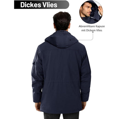 KEFITEVD Herren Winterparka Fleece Gefüttert Kapuze Viele