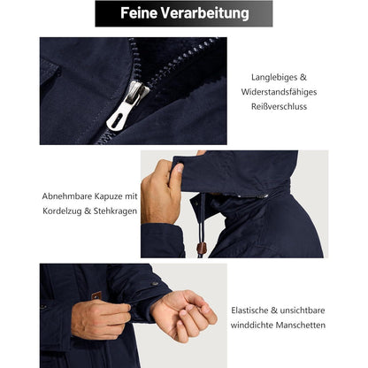 KEFITEVD Herren Winterparka Fleece Gefüttert Kapuze Viele