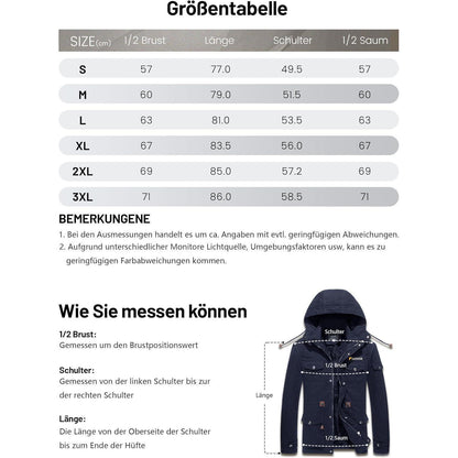 KEFITEVD Herren Winterparka Fleece Gefüttert Kapuze Viele