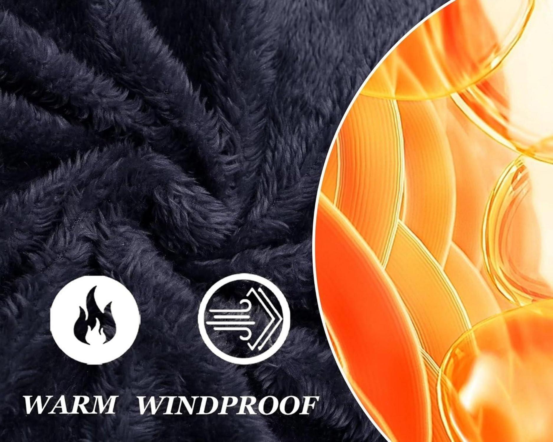 Herren Winterparka Fleece Gefüttert mit Kapuze und vielen Taschen in Blau