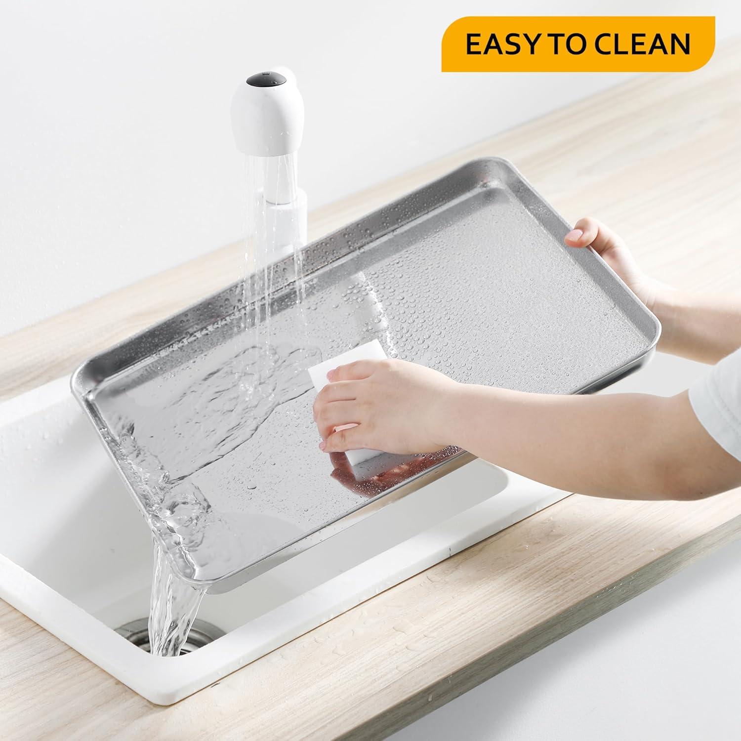 Velaze Backblech Edelstahl 2er-Set Kuchenblech Spiegelglatt & Rostfrei 40x30,5x2,5cm