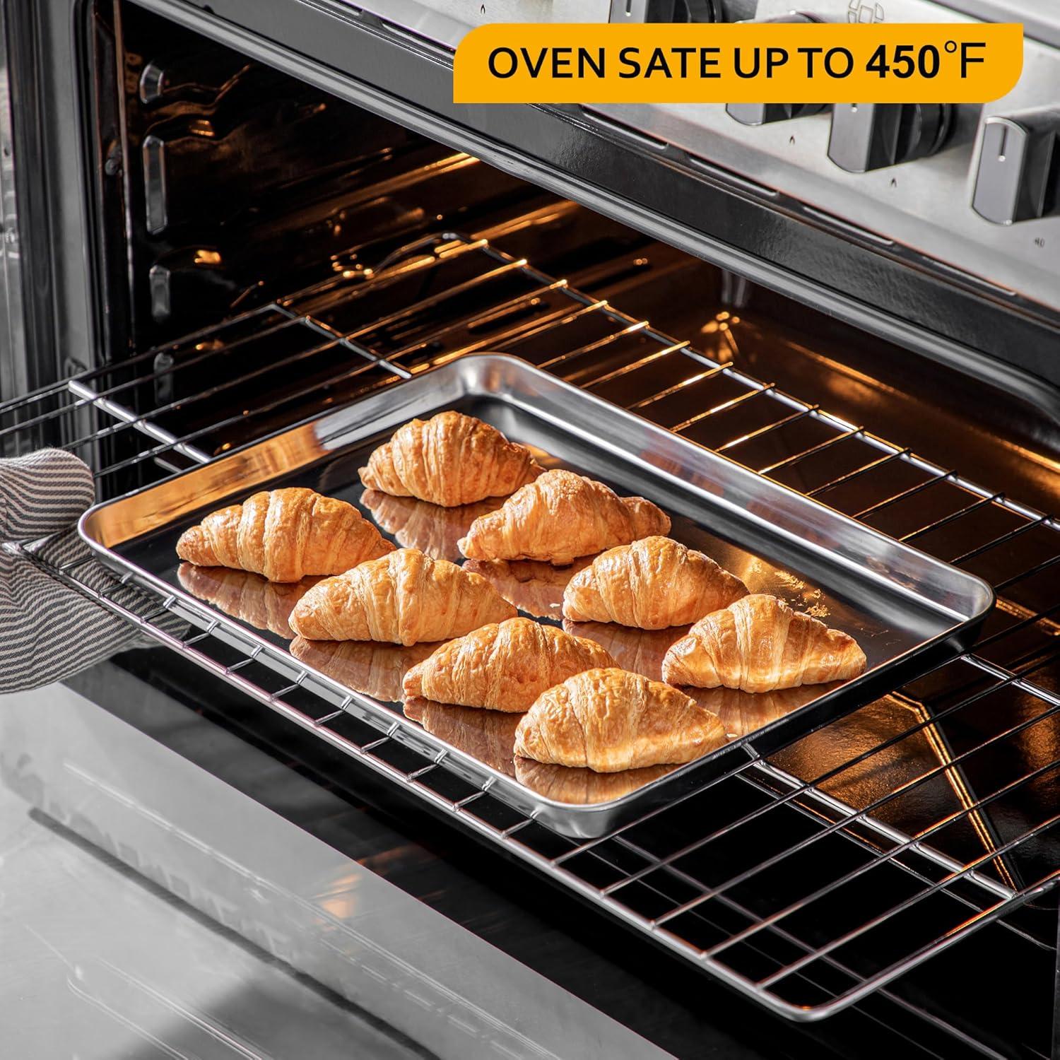 Velaze Edelstahl Backblech Kuchenblech 2er-Set Rostfrei Spülmaschinenfest