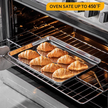 Velaze Edelstahl Backblech Kuchenblech 2er-Set Rostfrei Spülmaschinenfest