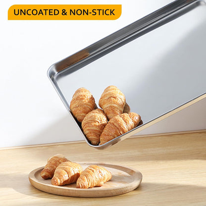 Backblech Edelstahl 2er-Set Kuchenblech Rostfrei Spiegelglatt Leicht