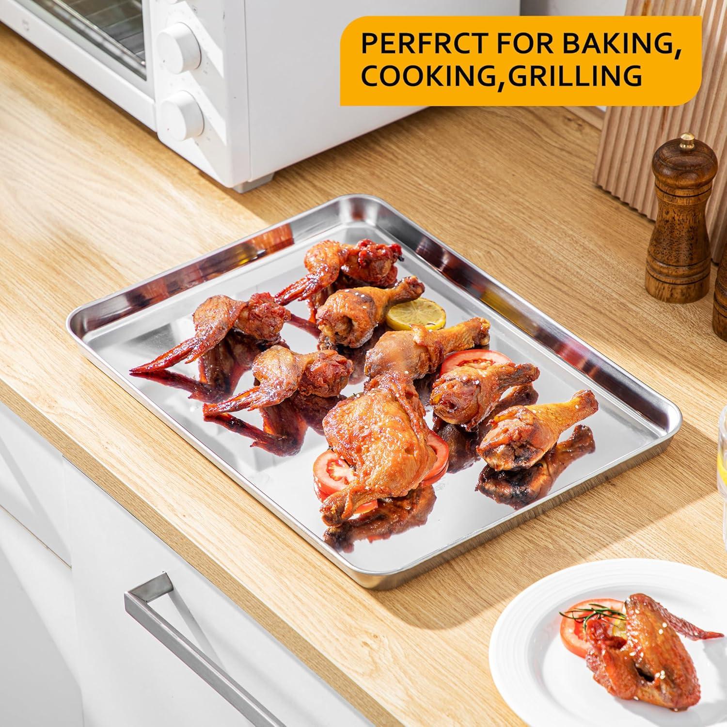 Velaze Edelstahl Backblech Kuchenblech 2er-Set Rostfrei Spülmaschinenfest