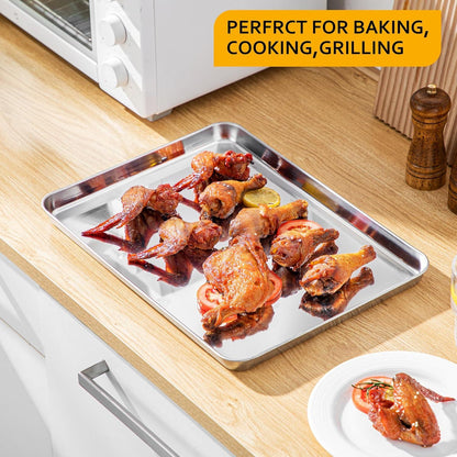 Velaze Edelstahl Backblech Kuchenblech 2er-Set Rostfrei Spülmaschinenfest