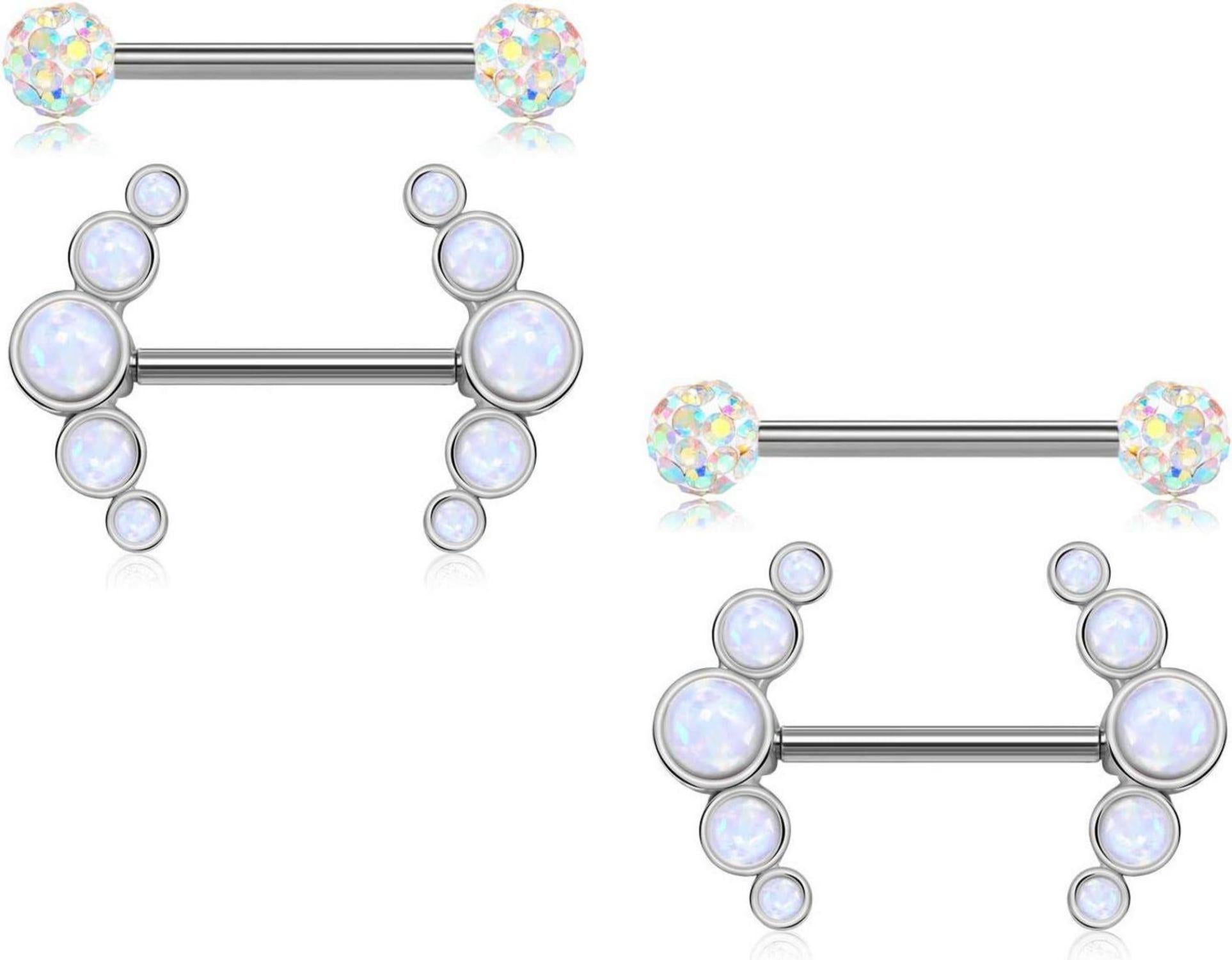 14G Nippel Piercing Brustwarzenpiercing Herz Opal Schmetterling