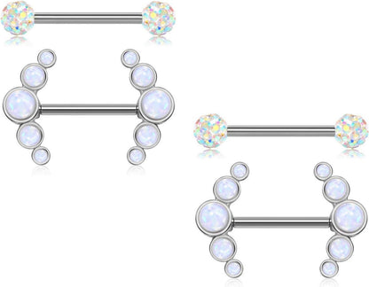 14G Nippel Piercing Brustwarzenpiercing Herz Opal Schmetterling