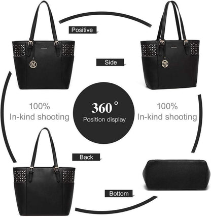Handtasche Damen Shopper Schultertasche Laser-Gravur groß mit