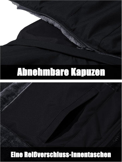 Herren Winter Skijacke Fleece Softshelljacke Kapuze XL Schwarz