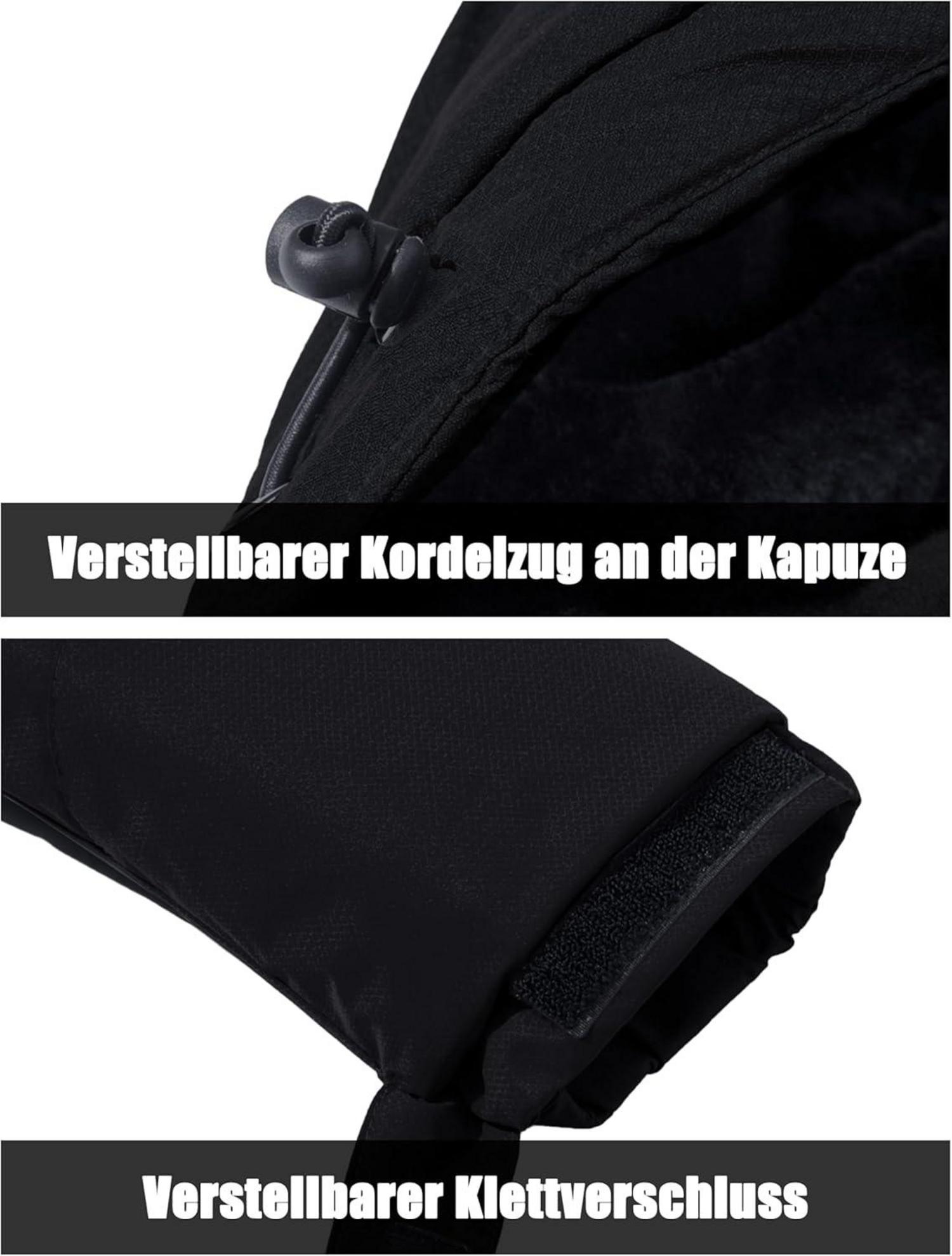 Herren Winter Skijacke Fleece Softshell Jacke Wasserdicht XL Schwarz
