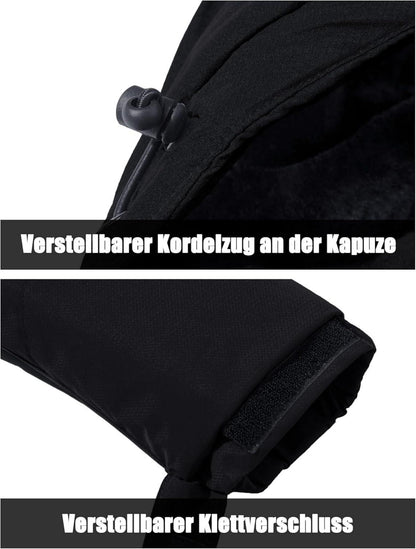 Herren Winter Skijacke Fleece Softshell Jacke Wasserdicht XL Schwarz