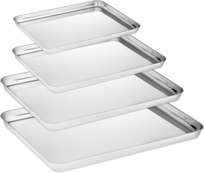 Backblech 4er-Set Edelstahl Ungiftig Rostfrei Spülmaschinenfest