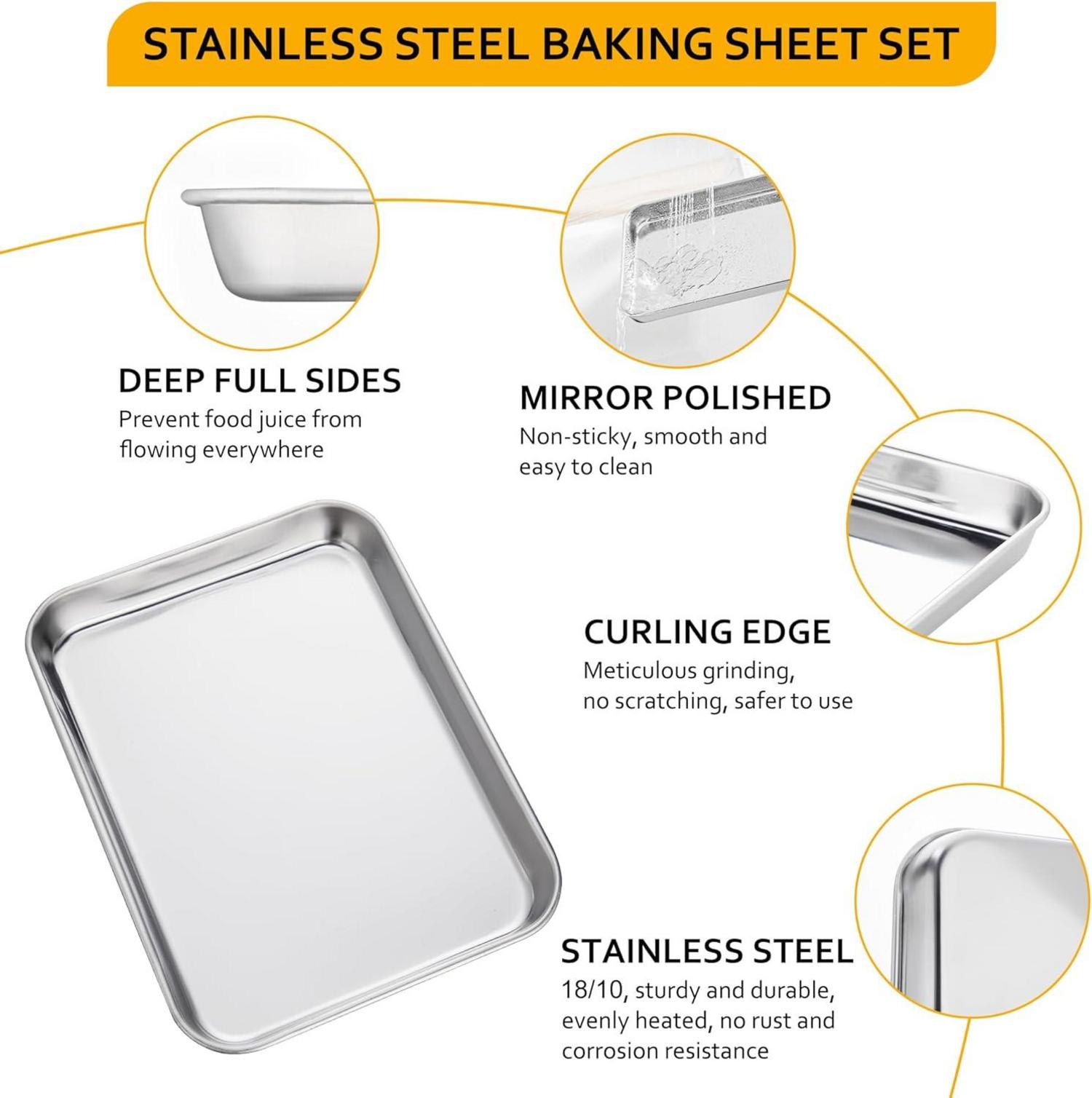 Backblech 4er-Set Edelstahl Ungiftig Rostfrei Spülmaschinenfest