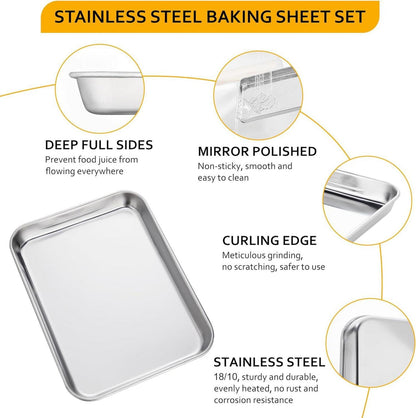 Backblech 4er-Set Edelstahl Ungiftig Rostfrei Spülmaschinenfest