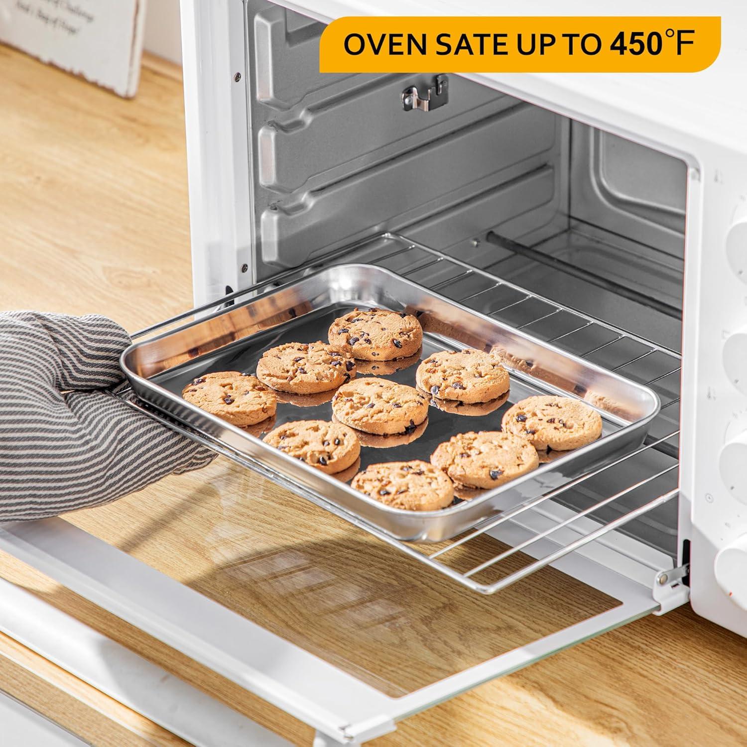 Velaze 4er-Set Edelstahl Backblech Spiegelglatt Rostfrei VLZ-BT02