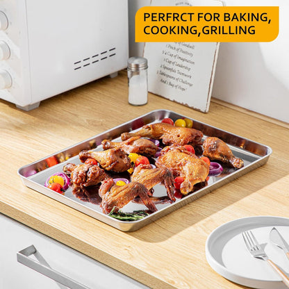 Velaze 4er-Set Edelstahl Backblech Spiegelglatt Rostfrei VLZ-BT02