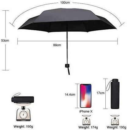 Taschenschirm Schwarz UV Regenschirm Leicht Kompakt Vicloon