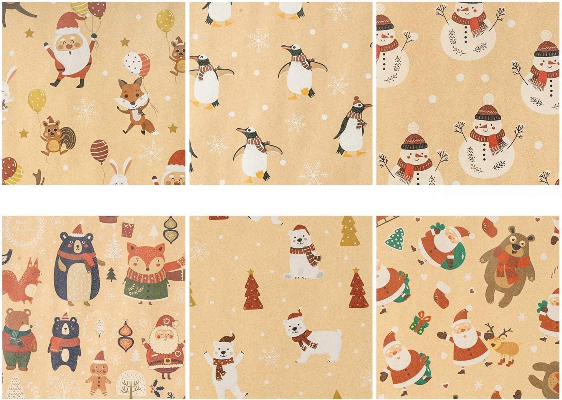 Weihnachtskraft-Geschenkpapierblatt Weihnachtselement Kollektion 6 Blätter Rot