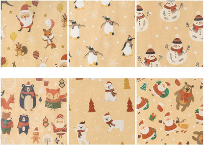 Weihnachtskraft-Geschenkpapierblatt Weihnachtselement Kollektion 6 Blätter Rot