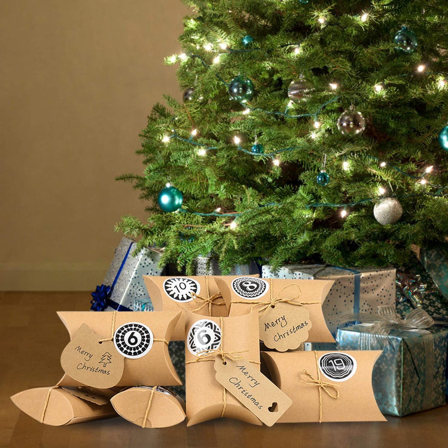 DIY Adventskalender zum Befüllen mit 24 Kraftpapier Tüten und