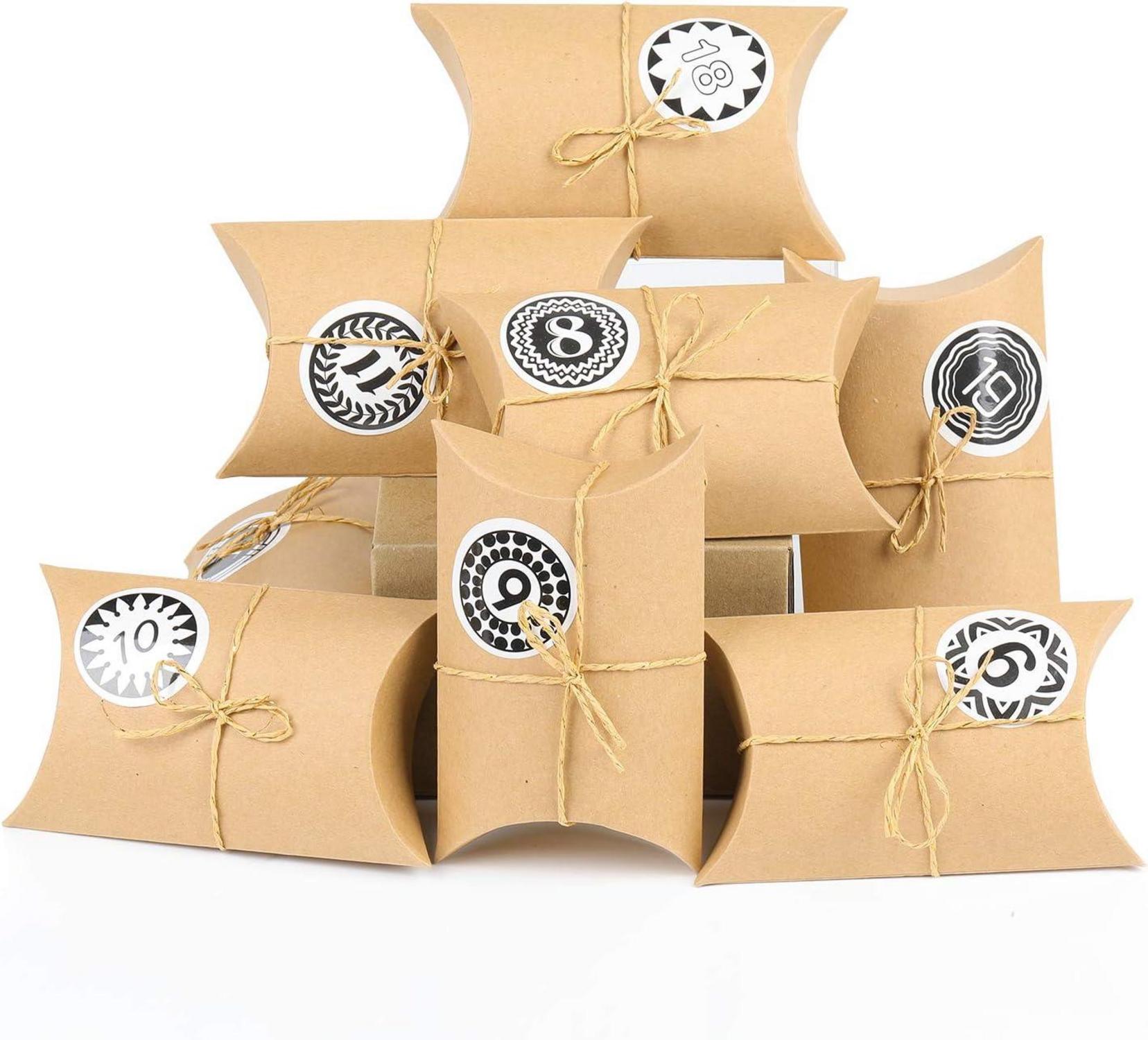 Adventskalender zum Befüllen Kraftpapier Tüten 24 Zahlenaufkleber