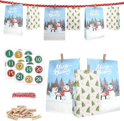 Adventskalender zum Befüllen und Basteln für Kinder - 24 Geschenktüten