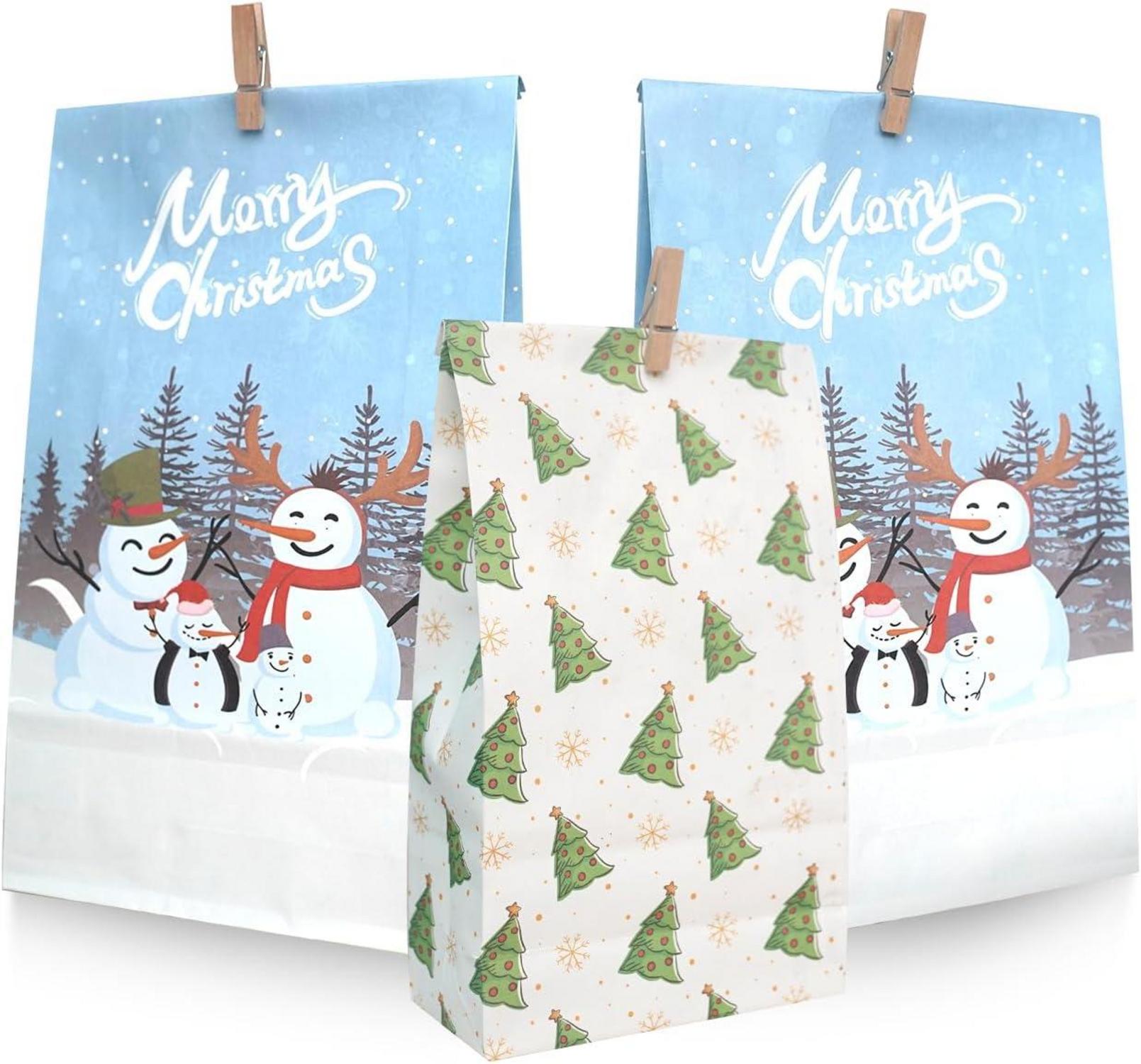Adventskalender zum Selberbefüllen 2024 Hellblau Grün Pinguin Design