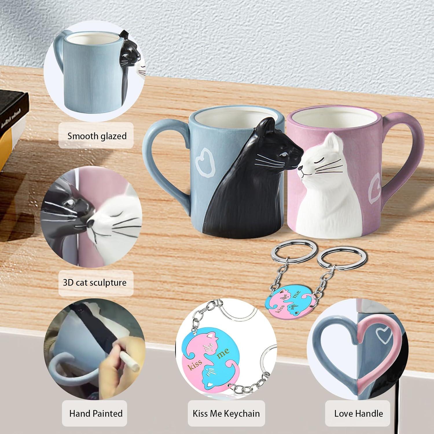 MengCat Katze Kaffee Tassen Set Keramik Geschenk für Hochzeit