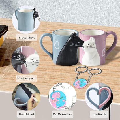 MengCat Katze Kaffee Tassen Set Keramik Geschenk für Hochzeit