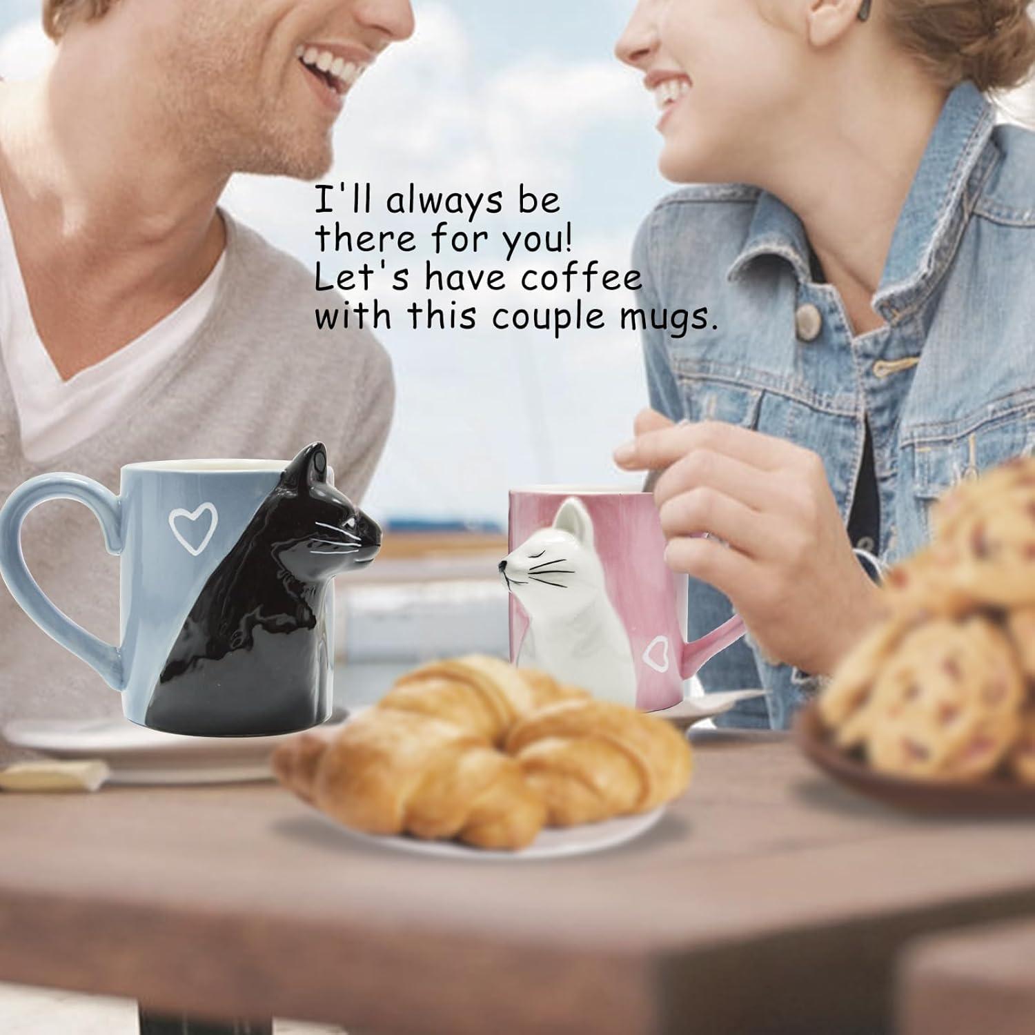 Katze Kaffee Becher Set Paar Geschenk Jubiläum Valentinstag