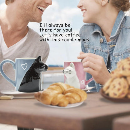 Katze Kaffee Becher Set Paar Geschenk Jubiläum Valentinstag