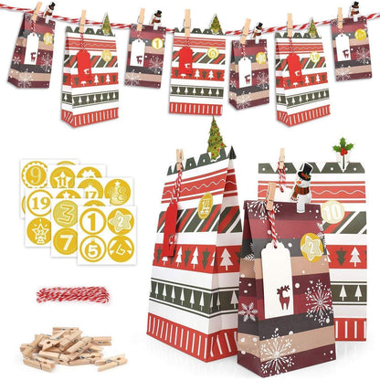 Adventskalender 2024 groß Papiertüten zum Basteln rot grün