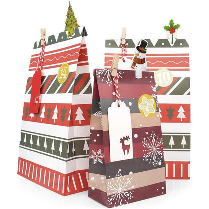 Adventskalender 2024 groß Papiertüten zum Basteln rot grün