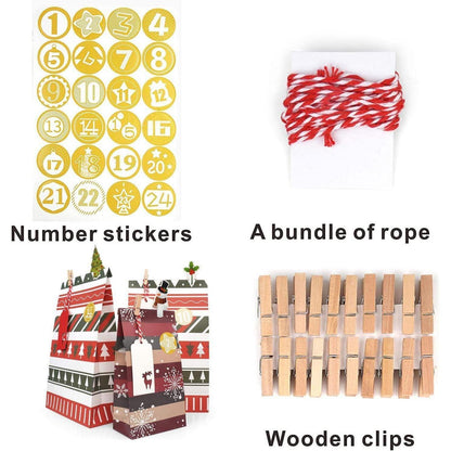 Adventskalender 2024 groß Papiertüten zum Basteln rot grün