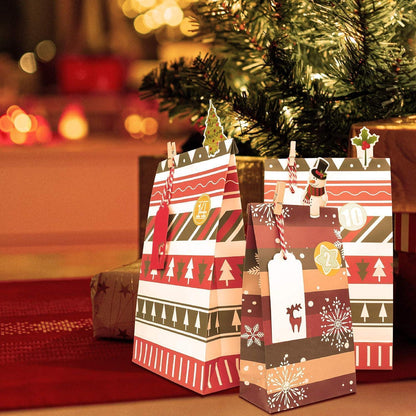 Adventskalender 2024 groß Papiertüten zum Basteln rot grün