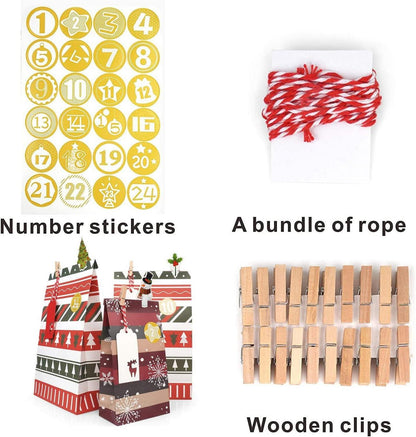Adventskalender 2024 große Papiertüten selbst befüllen rot-grün