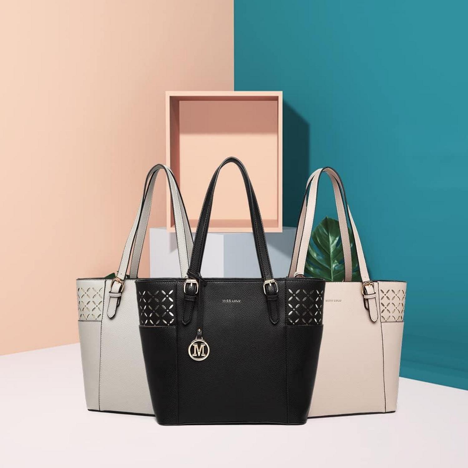 Große Damen Handtasche Shopper Elegant mit Lasergravur und Schulterriemen