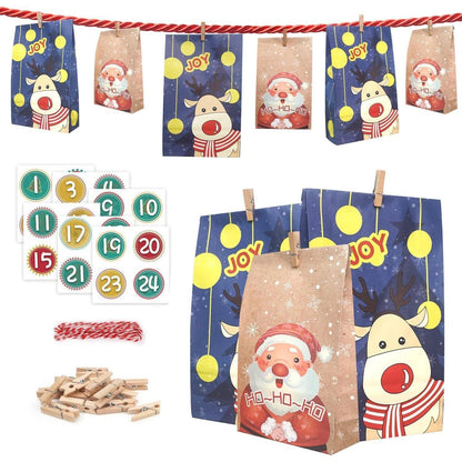 Adventskalender 2024 zum Befüllen groß Papiertüten Kinder